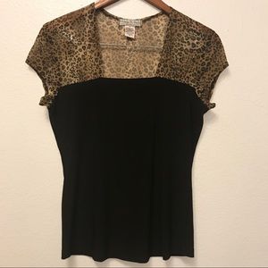NWOT Vintage Suzie Pin Up Cheetah Mesh Top